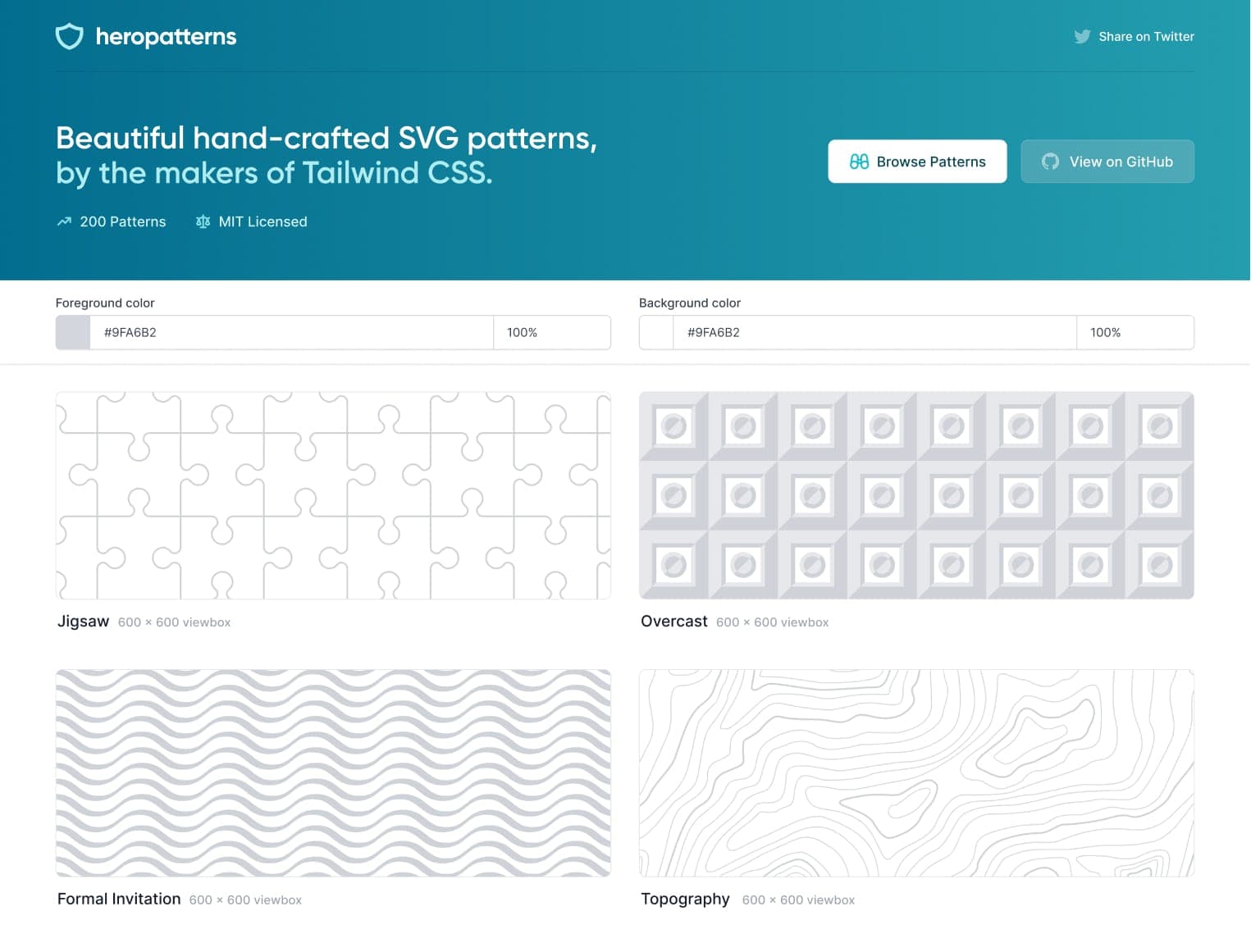 Vista previa de Hero Patterns