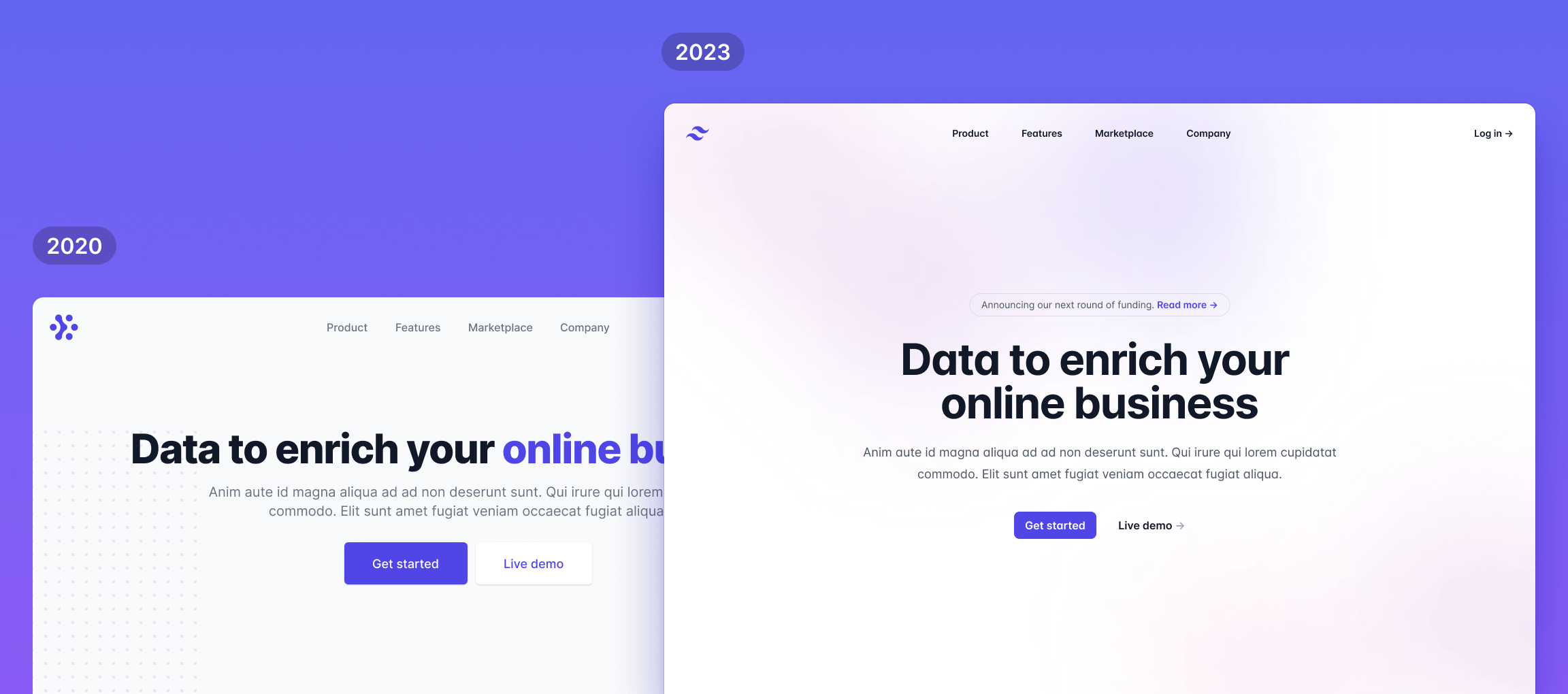 Una comparación entre un componente antiguo en Tailwind UI y su nueva versión rediseñada